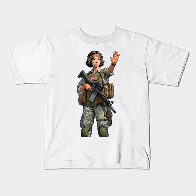 Tactical Girl Kids T-Shirt by Rawlifegraphic